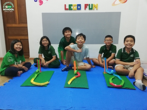 The 5th Graders designed their own paper roller coaster