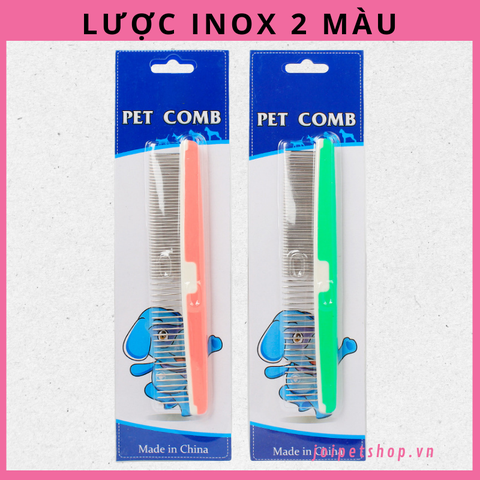 LƯỢC INOX CÁN NHỰA 2 MÀU CHO CHÓ MÈO