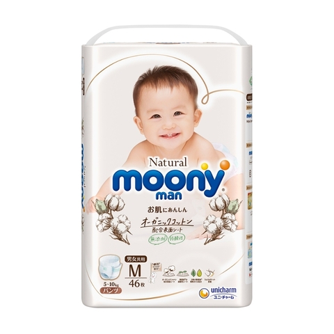 Bỉm Quần Moony Natural Man Size M 46 Miếng (5-10Kg)