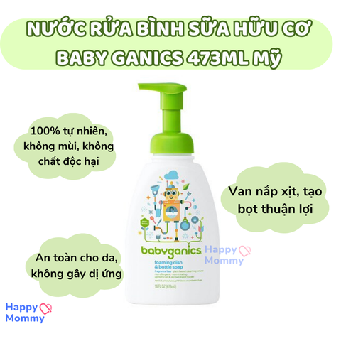 Nước Rửa Bình Sữa Hữu Cơ Babyganics Mỹ, 473Ml