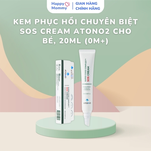 Kem Phục Hồi Chuyên Biệt SOS Cream Atono2 hỗ trợ chàm, kích ứng, đỏ mẩn, 20ml (0M+)