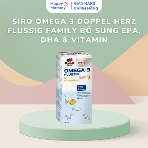 Siro OMEGA 3 Doppel Herz Flussig Family Bổ Sung EPA, DHA & Vitamin Cho Trẻ Em Và Người Lớn, 250ml (4Y+)