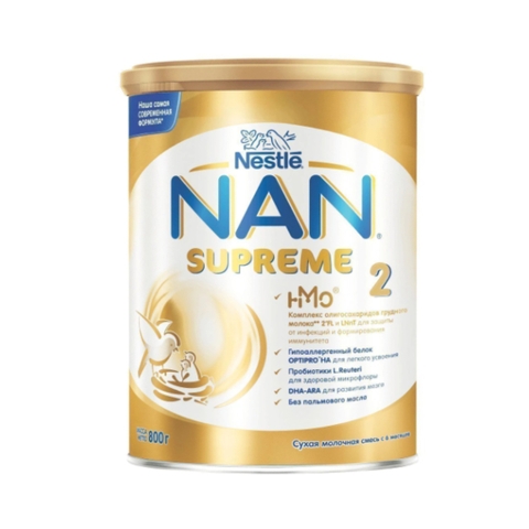Sữa Bột NAN Supreme HMO Nga số 2 Cho Trẻ Dị Ứng Đạm Bò, 800G (6-12M)