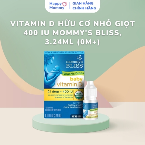 Vitamin D hữu cơ nhỏ giọt 400 IU Mommy's BLISS, 3.24ml (0-1Y)