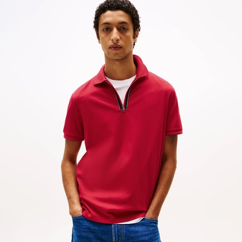 Áo Polo Tommy Hilfiger Zip Liquid Cotton Red