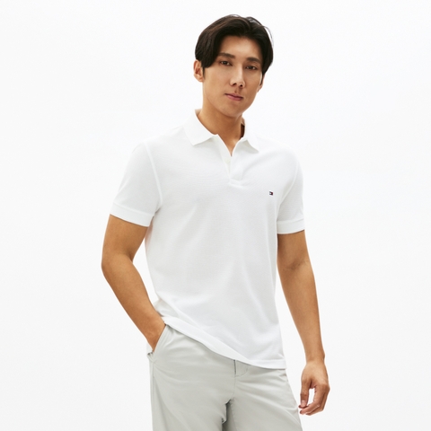 Áo Polo Tommy Hilfiger Bubble Stitch Reg / White