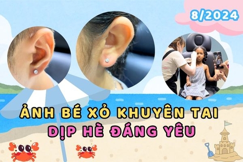 Hình ảnh bé xỏ khuyên tai trong mùa hè đáng yêu nhất 8/2024