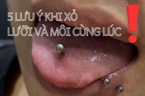 Cùng lúc xỏ khuyên lưỡi và môi có sao không?
