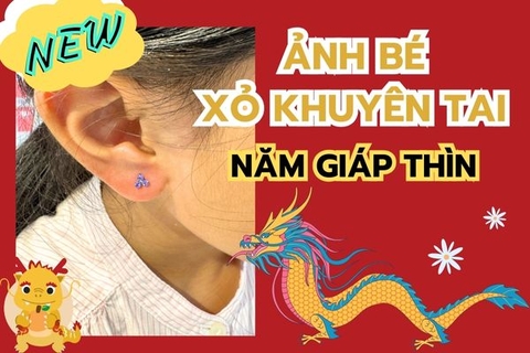 Em bé xỏ khuyên tai - Hình ảnh mới nhất năm Giáp Thìn 2024