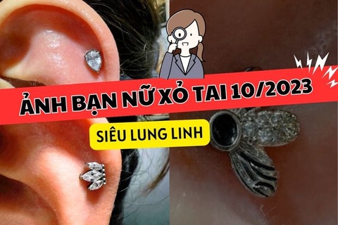 Nữ xỏ khuyên tai siêu lung linh tại shop TinyBox 10/2023