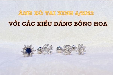 Ảnh xỏ tai xinh với trang sức có kiểu dáng hình bông hoa