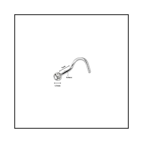 Khuyên mũi cong đính hạt - Titanium có 2 size đá