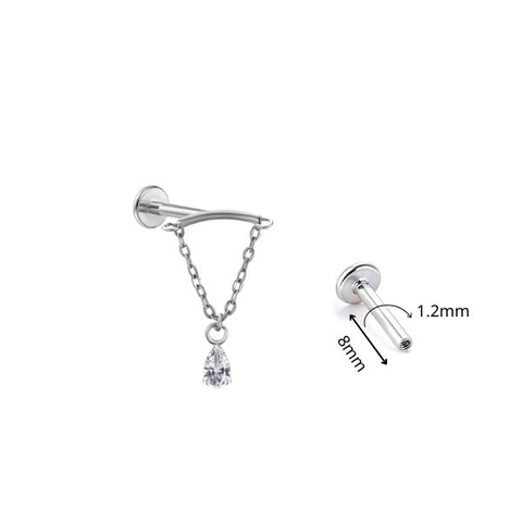 Khuyên tai Hidden Helix hình giọt nước Titanium - 1.2*8mm