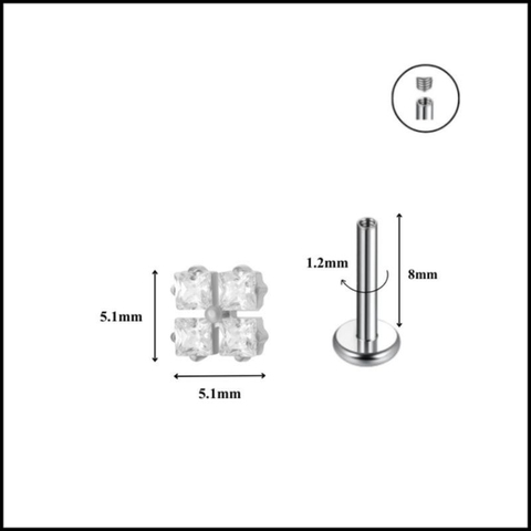 Khuyên tai đính đá hình vuông basic - Chất liệu Titanium