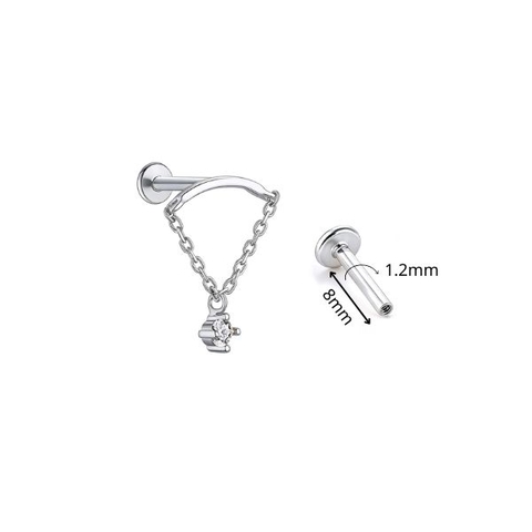 Khuyên tai Hidden Helix họa tiết đá tròn Titanium - 1.2*8mm