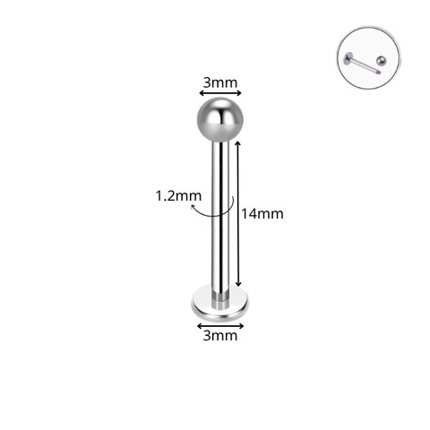 Khuyên thẳng cơ bản đầu bi màu bạc 5 size - Thép y tế