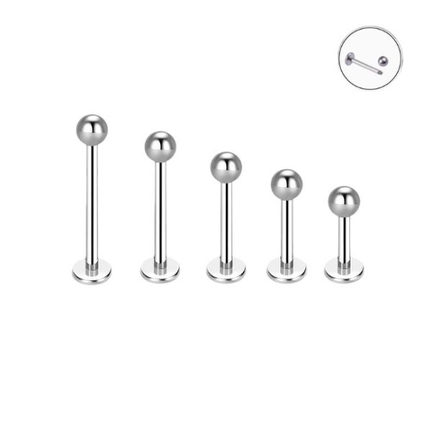Khuyên thẳng cơ bản đầu bi màu bạc 5 size - Thép y tế