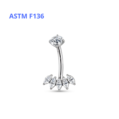 Khuyên đeo rốn đẹp - Titanium - 1.6*12*5/11