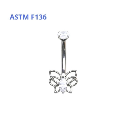 Khuyên rốn hình con bướm - Titanium - 1.6*10mm