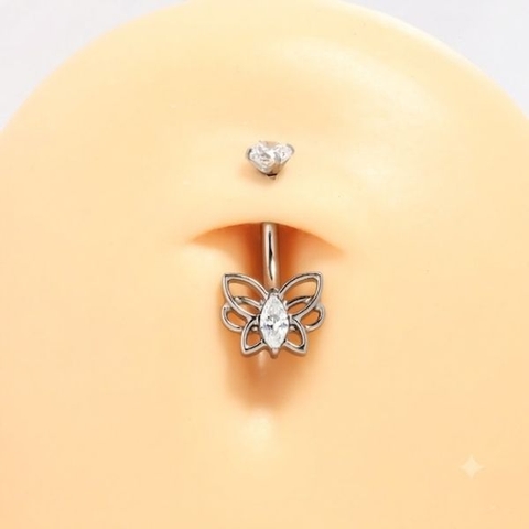 Khuyên rốn hình con bướm - Titanium - 1.6*10mm