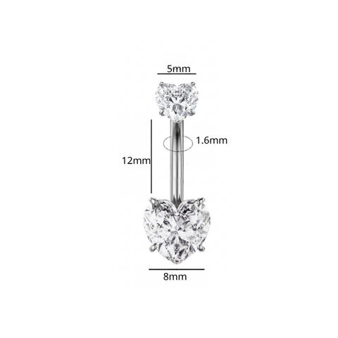 Khuyên rốn đá trái tim - 1.6*12mm