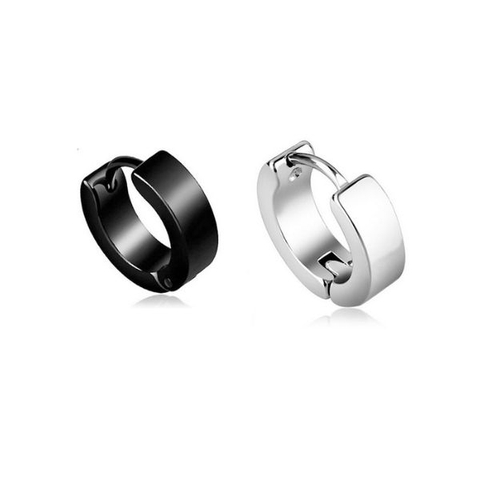 Khuyên tròn đen trơn cho nam nữ - Thép không gỉ 8mm