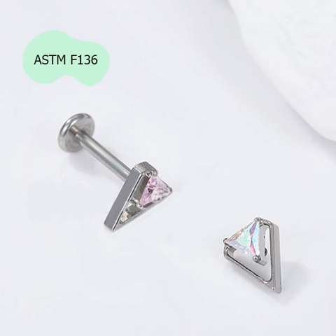 Bông tai Titanium F136 Triangle 2 màu - 1.2*8mm