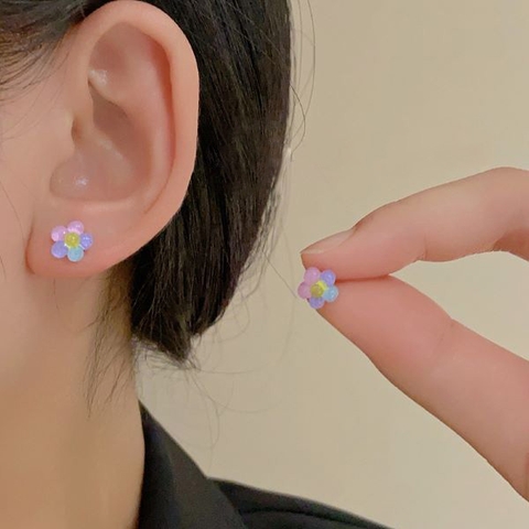 Cặp bông tai hoa 5 cánh màu pastel