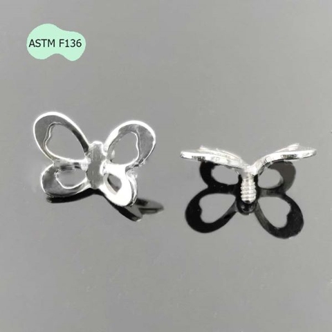 Hoa tai bươm bướm Titanium - 1.2*8mm - 2 màu