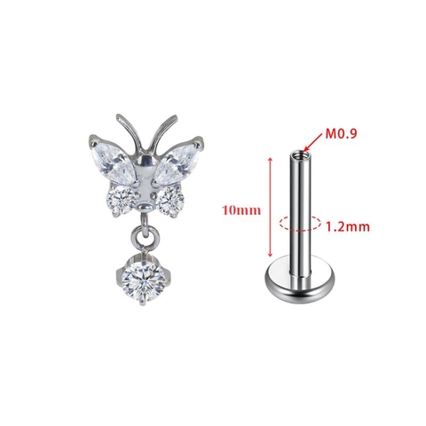 Bông tai con bướm dễ thương thả rơi (Titanium F136)