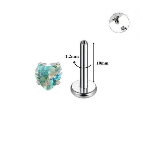 Bông tai đính đá trái tim - 3 màu - Titanium