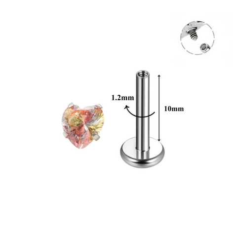Bông tai đính đá trái tim - 3 màu - Titanium