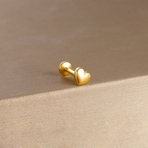 Bông tai hình trái tim chui dẹp - Vàng - 1.2*8mm