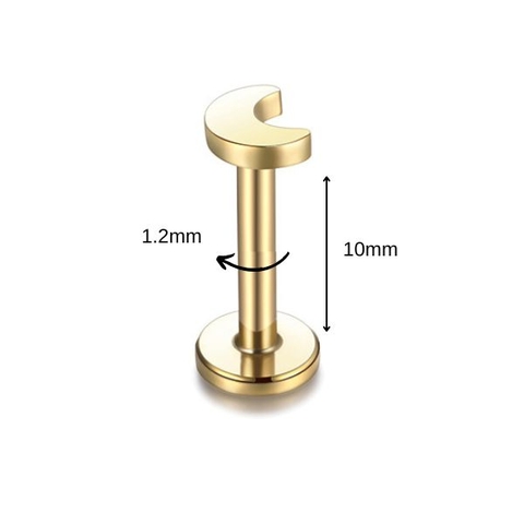Bông tai hình mặt trăng màu vàng - 2 size - Thép 316L