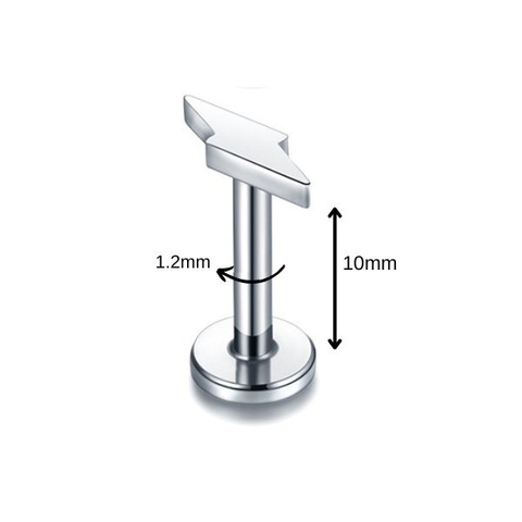 Bông tai sấm sét thép không gỉ 316L, màu bạc - 2 size