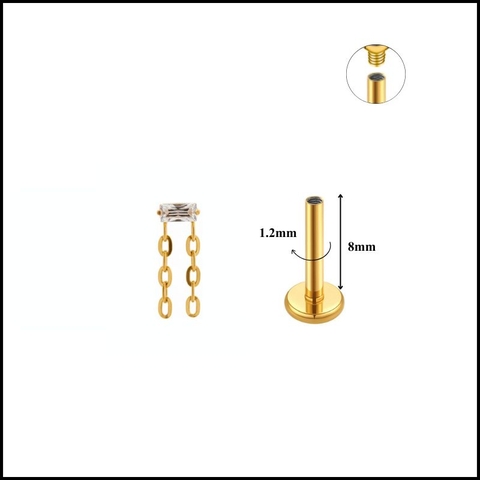 Titanium / Bông tai tòn ten - vàng - 1.2*8mm