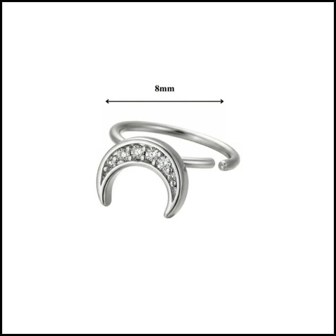 Bông tai tròn mặt trăng - 1.2*8mm/Hợp kim