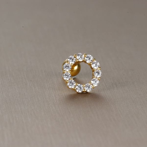 Khuyên tai vòng tròn xinh xắn đính đá - vàng - 0.8*6*4mm