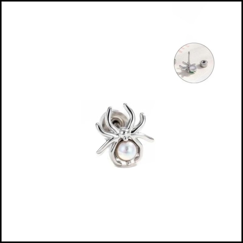 Bông tai con nhện đá trắng - Hợp kim