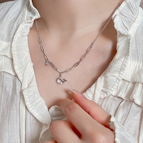 Dây chuyền thời trang mặt dây hình cá voi siêu xinh - ok365m Hàn Quốc