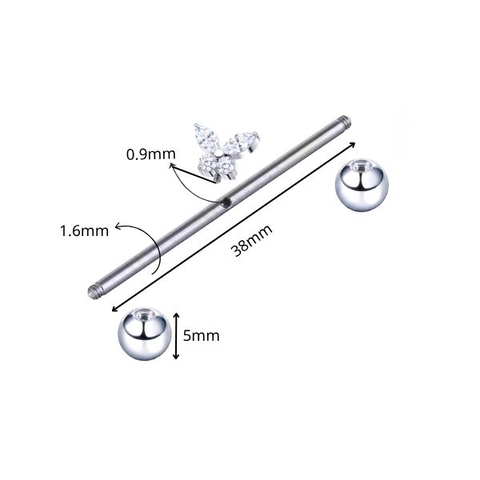 (G23) Khuyên Titanium mặt bướm (có thể tháo lắp mặt)