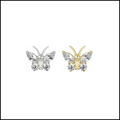 Titanium / Hoa tai con bướm xinh - 2 màu - 1.2*8mm
