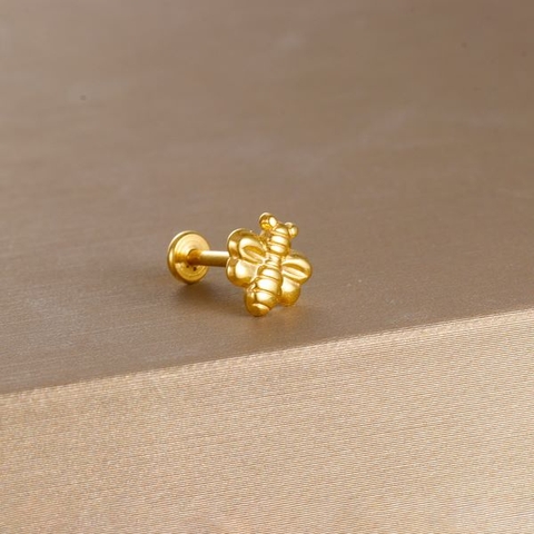 Khuyên tai hình cong ong - vàng gold - 1.2*8mm