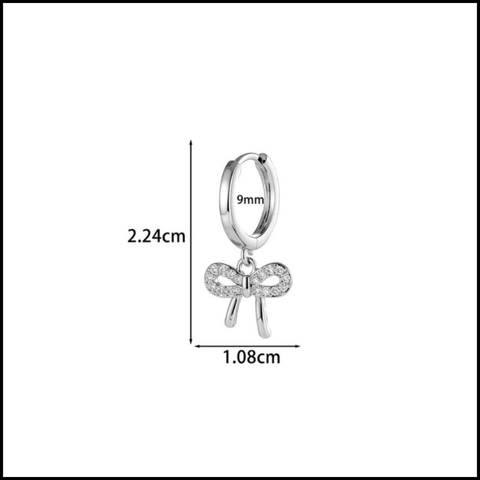 Hoa tai tròn nơ tòn ten 9mm - Hợp kim