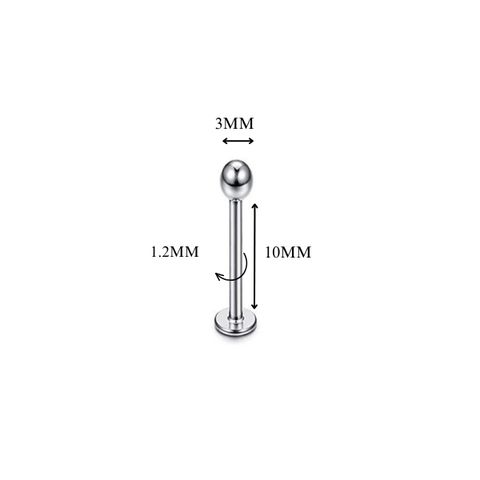 Khuyên thẳng cơ bản đầu bi màu bạc nhiều size