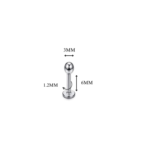 Khuyên thẳng cơ bản đầu bi màu bạc nhiều size