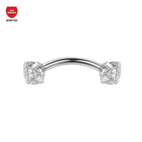 Khuyên cơ bản đính đá - Titanium - 1.2*8*3/3mm