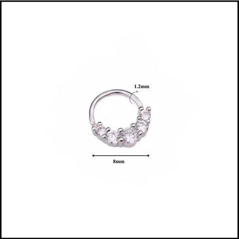 Khuyên daith/septum đính đá tròn 1.2*8mm - Thép không gỉ