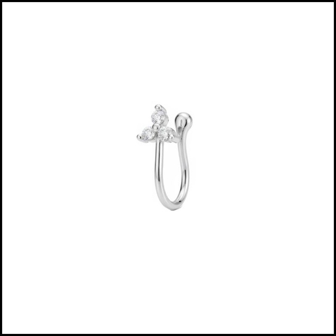 Khuyên kẹp 3 đá trắng - Hợp kim