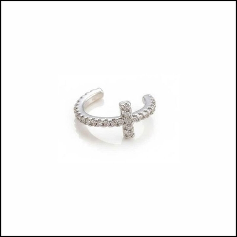 Khuyên kẹp đính đá chữ thập - Hợp kim